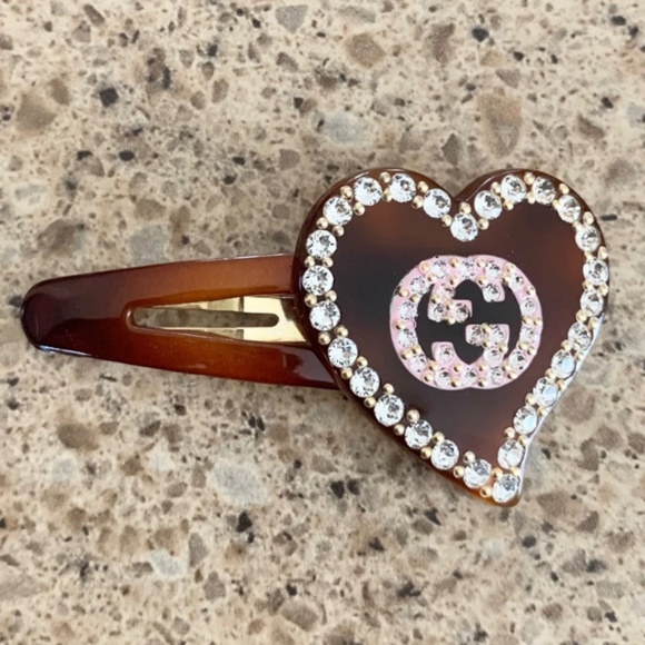 Authentic Gucci Hair Clip GG Heart - Picture 2 of 8